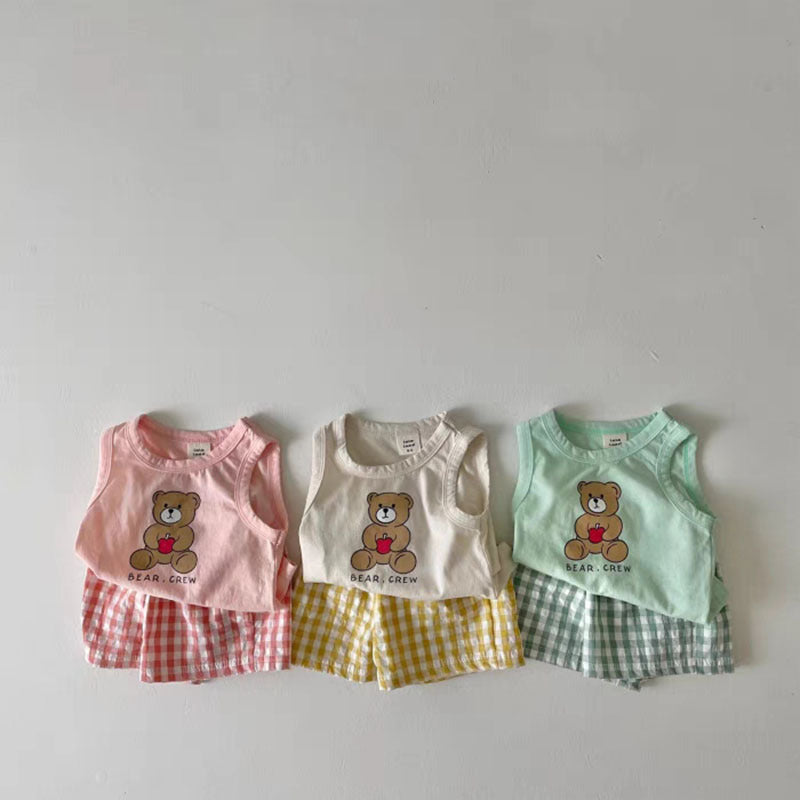 Children's Korean Style Summer Thin Cotton Loose Children's Suit