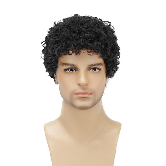 Men's Cover African Small Volume Fluffy Short Hair Realistic Men's Wig