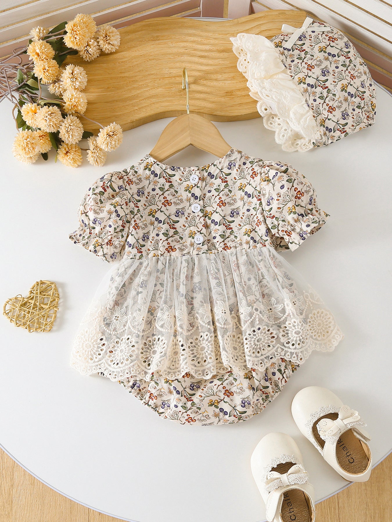 Born Summer Bloomer With Skirt Short-sleeved Lace Clothes For Days Jumpsuit, Climbing Suit