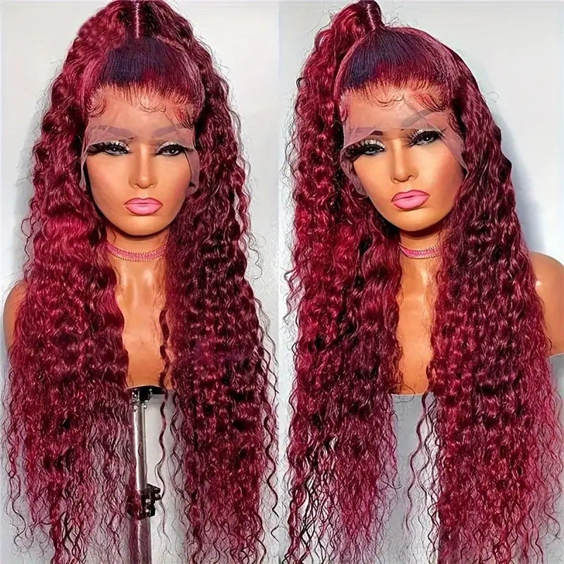 Women's Lace Light Gold Wigs With Small Curly Hair Medium Points Wig Long Curls