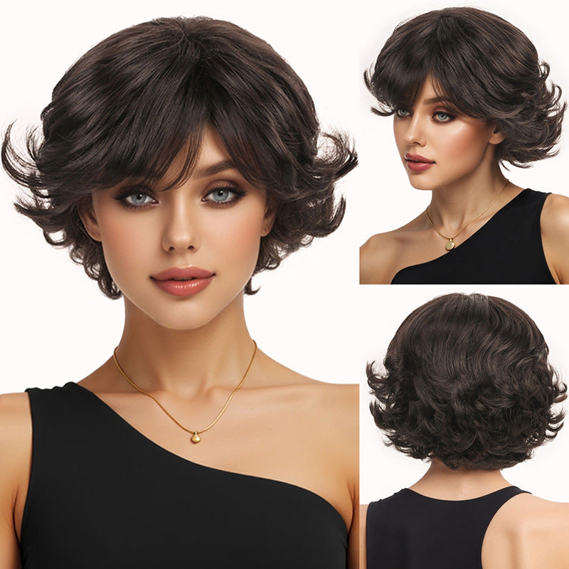 Women's Real Fashion Mom Trendy Set Natural Wig Short Curly Hair