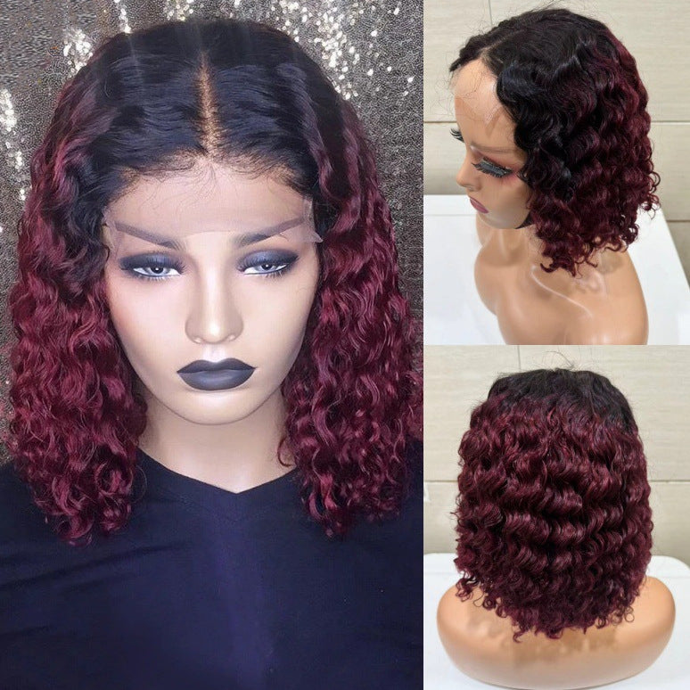 Closure Deep Curly Bob Density Indian Real Hair Wig