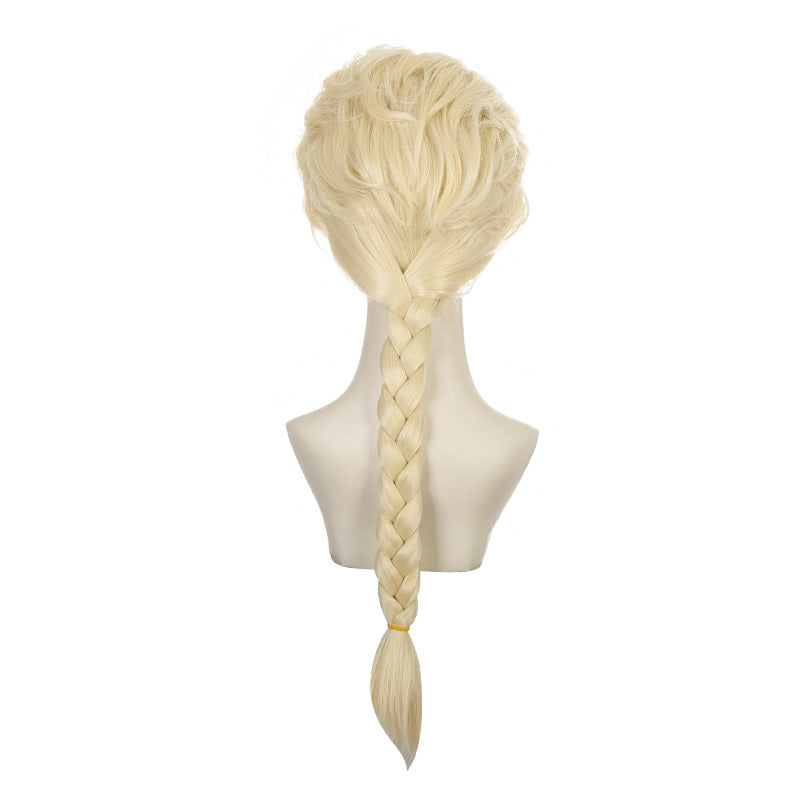 Frozen Princess Elsa Halloween Queen Beige Braid Cos Wig