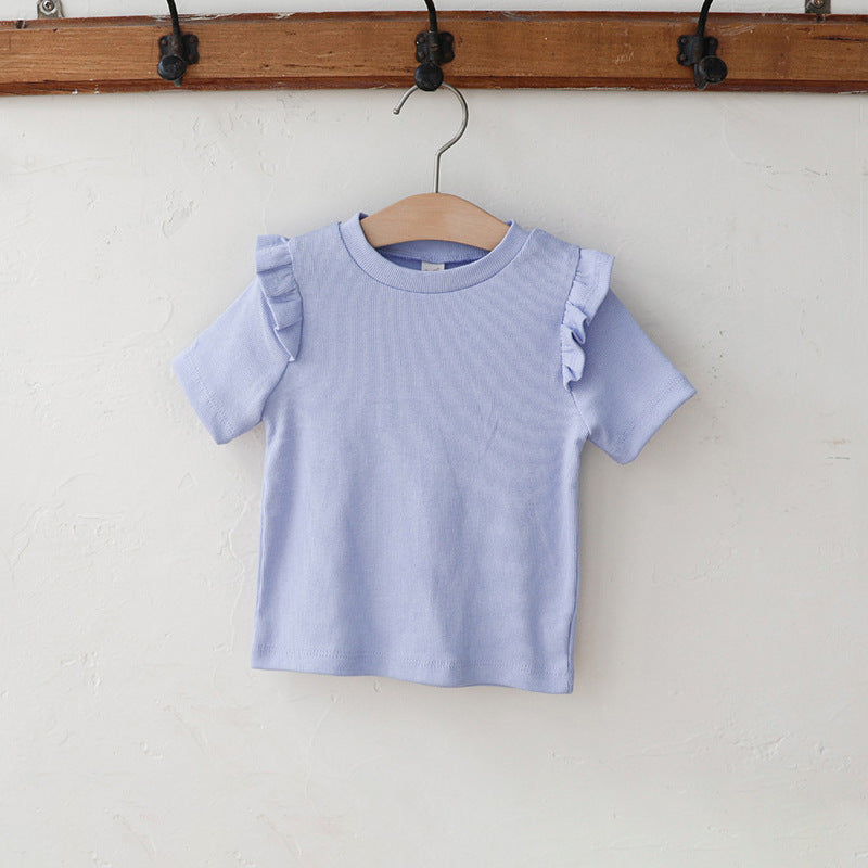 Summer Strawberry Stretch Cotton Soft Round Neck Short Children's T-shirt