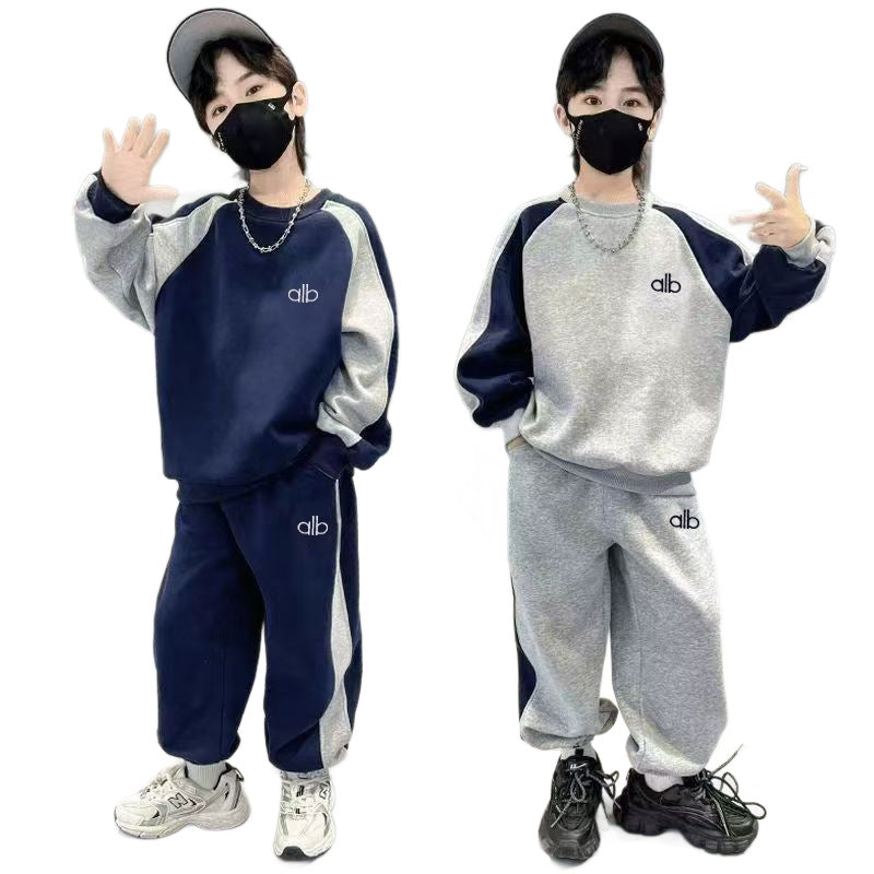 Children's Multicolor Hoodie Two-piece Leisure Sports Sweater Trendy Children's Suit