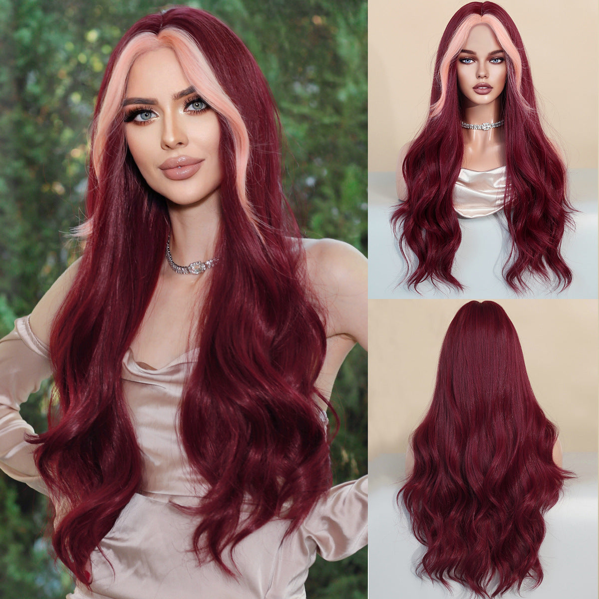 Women's Fashion Mid-point Dyed Curly Hair Sheath Big Wig Long Curls