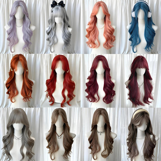 Natural Fluffy Fashion Seamless Mid-length Bangs Big Wave Wig Long Curls