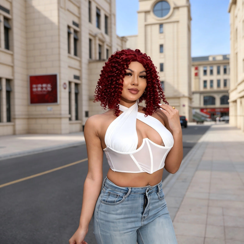 Popular Afro African Small Lace Medium Fashion Fluffy Free Wig Short Curly Hair
