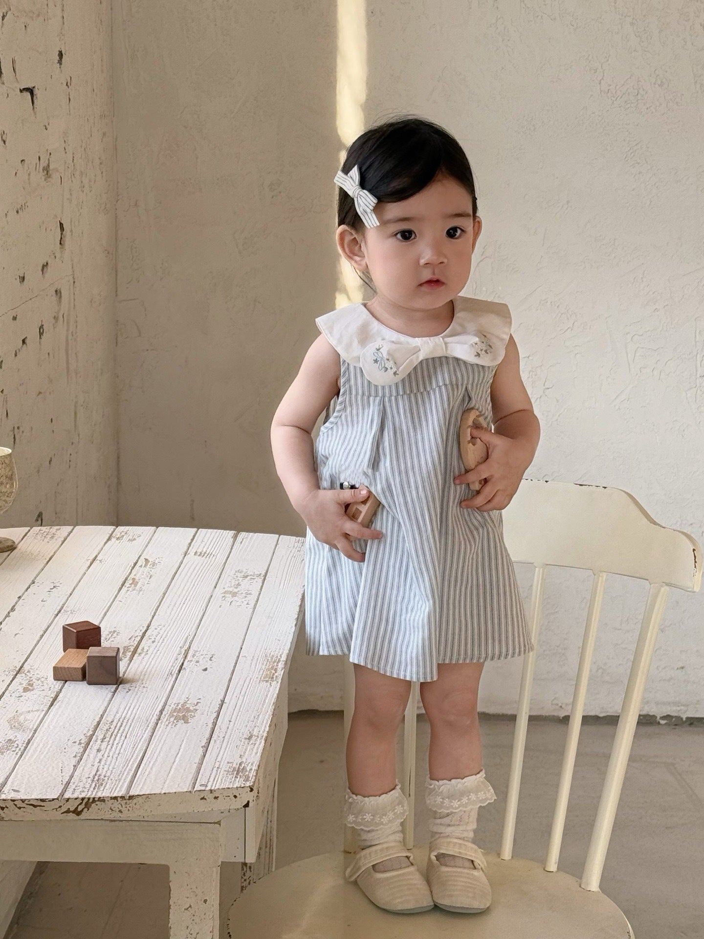 Summer Infant Korean Style Striped Sleeveless Children's Dress