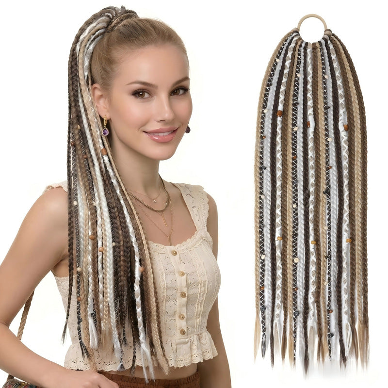Horse Tail Beads Hand-woven Braid Hair Wig Ponytail