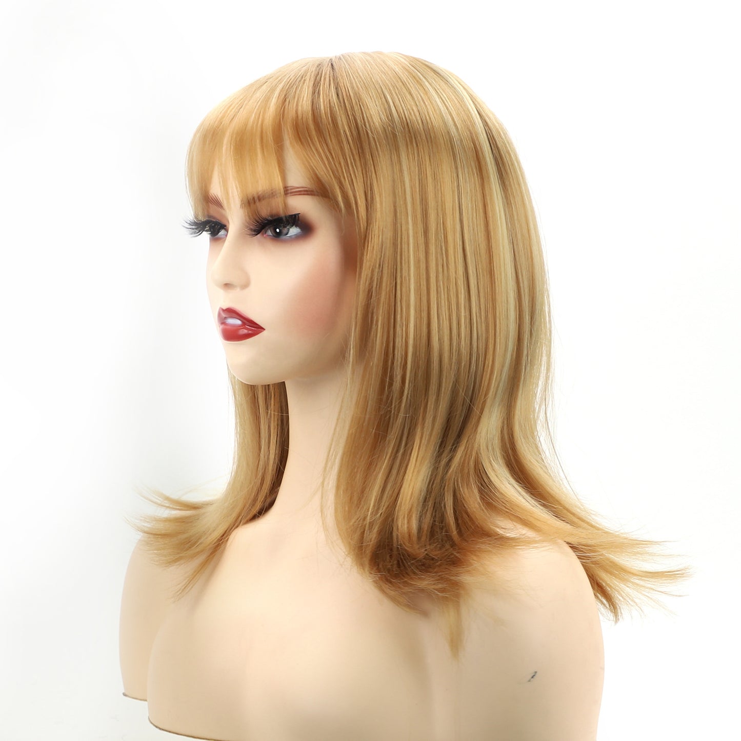 Women's Head Golden Chemical Fiber Sheath Wig Short Curly Hair
