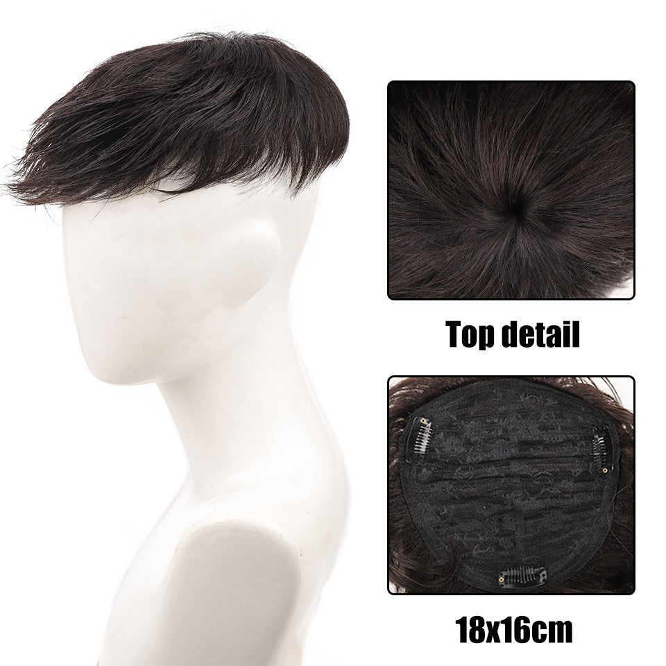 Men's Set Three-card Real Hair Supplementing Piece Breathable Internal Wig