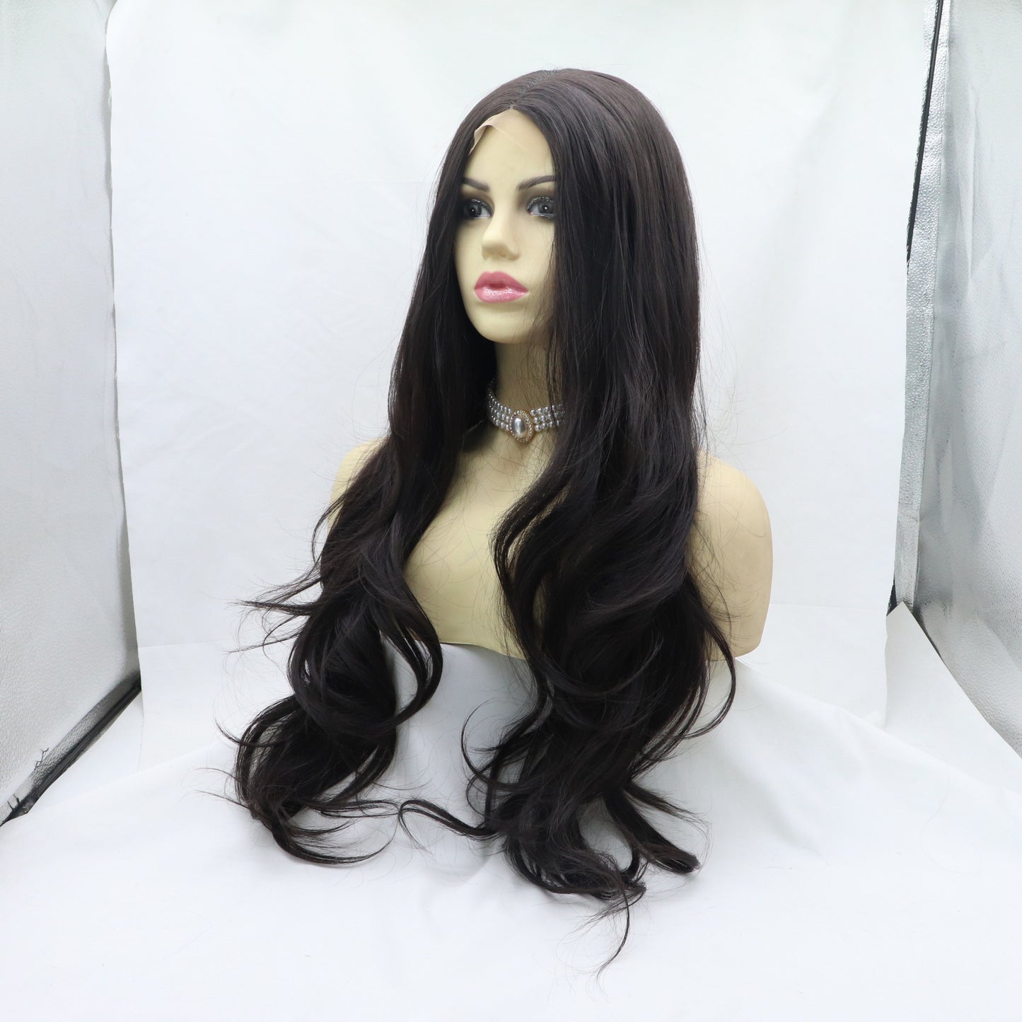 Fiber Black Brown Curly Comfortable Rose Wig Long Curls