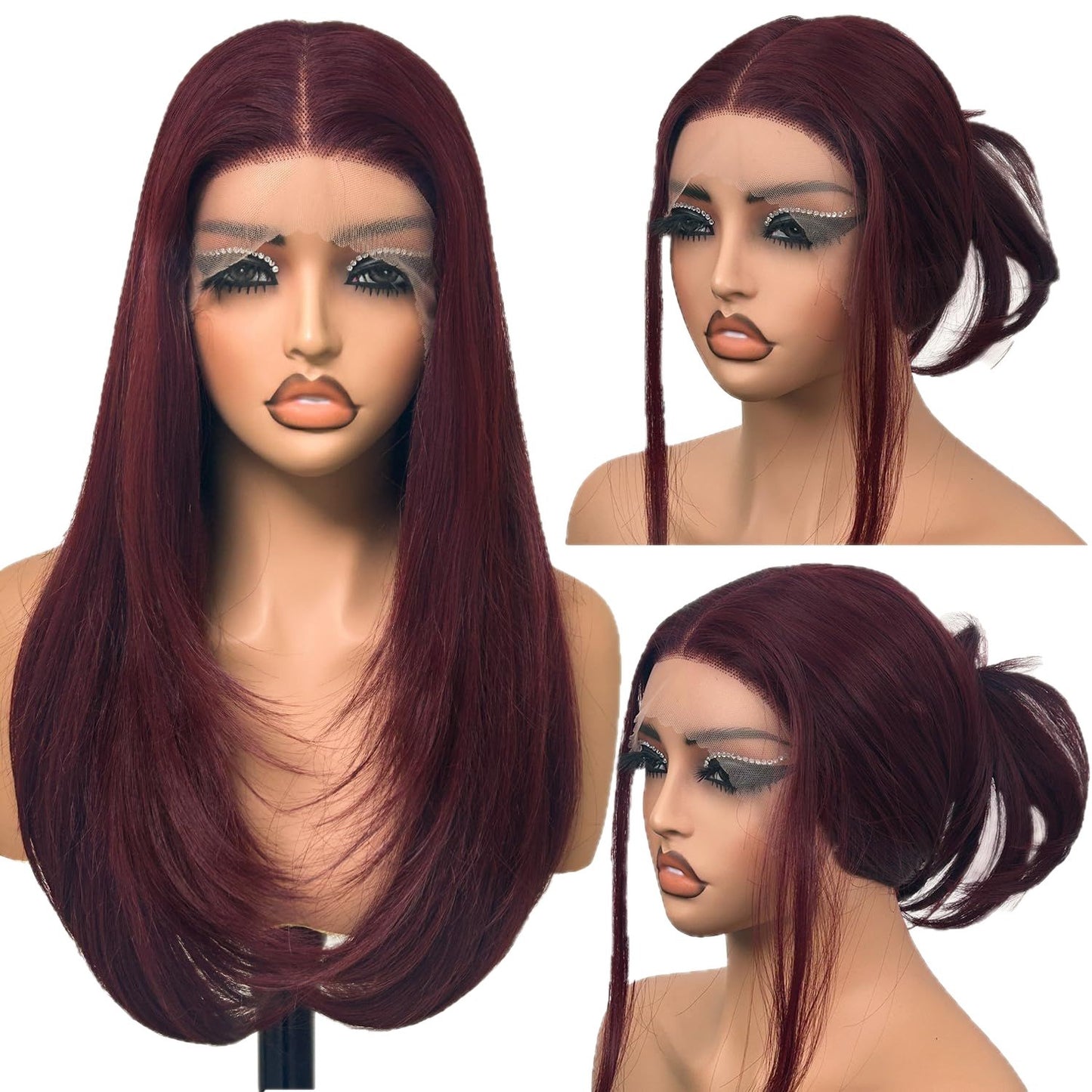 Front Lace Natural Lady Medium Hair Chemical Long Straight Wig