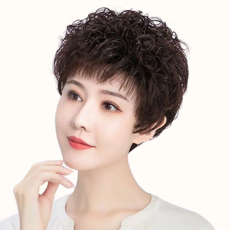Women's Long-lasting Perm All Real Light Natural Wig Short Curly Hair