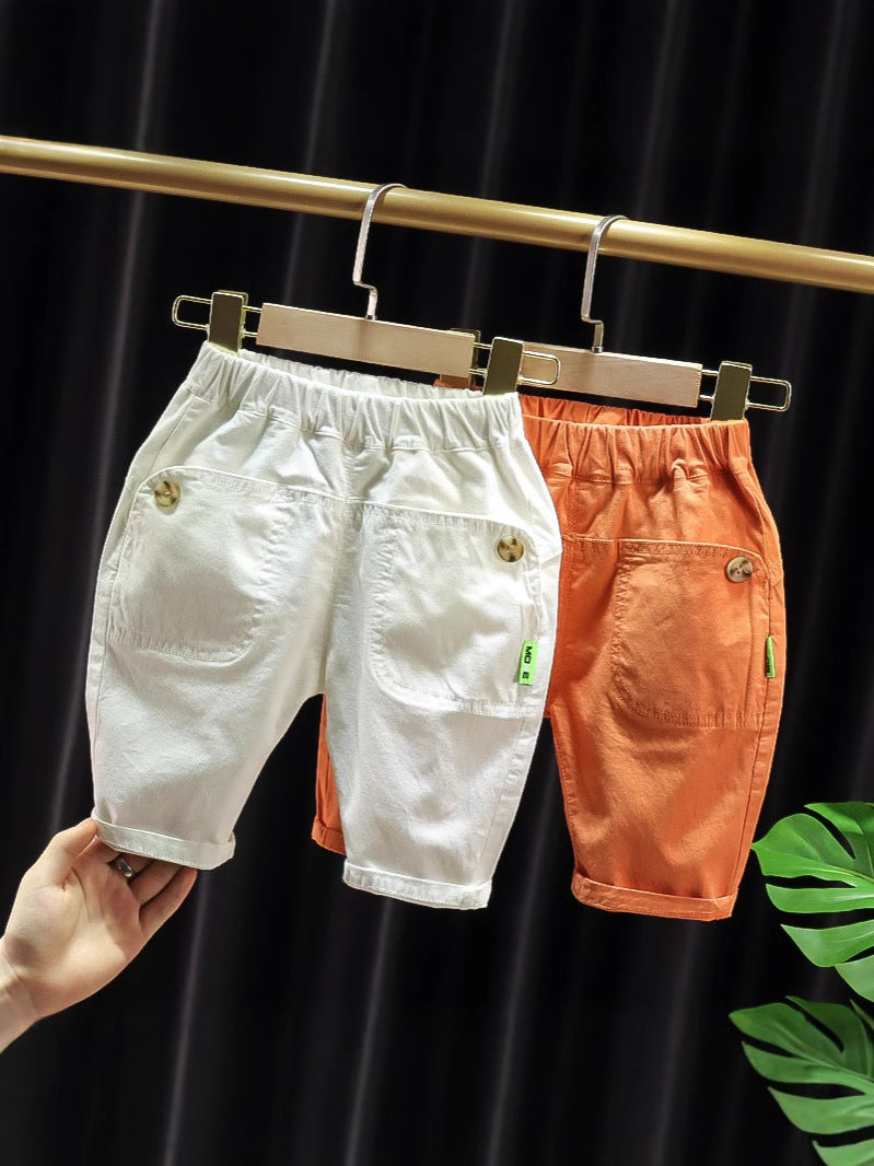 Thin Summer Clothing Small Boy's Cropped Trousers Korean Style Children's Pants