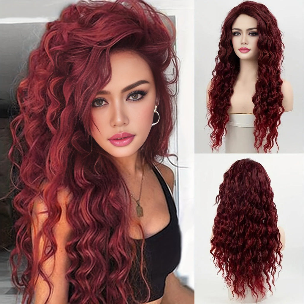 Curly Hair Front Lace Medium Chemical Fiber Wig Long Curls