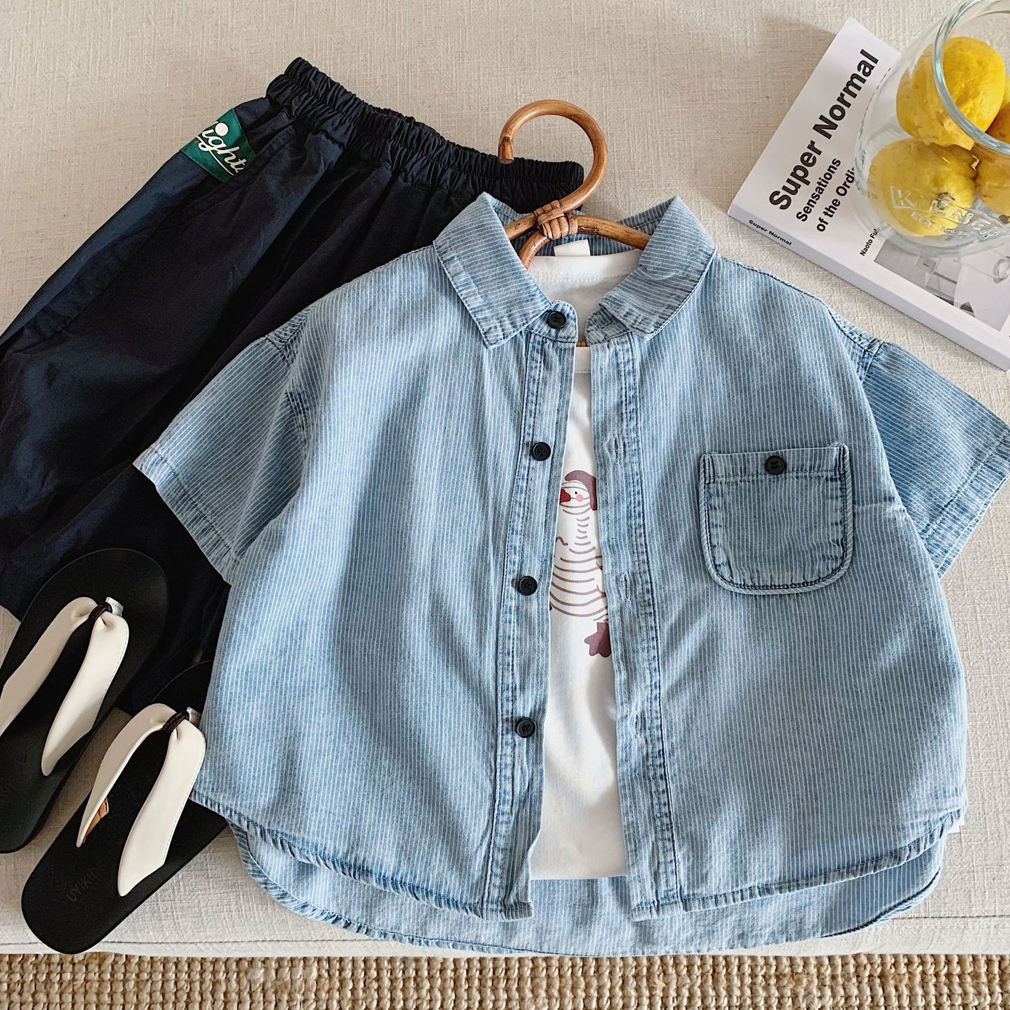 Children's Boy's Cowboy Summer Vertical Stripes Handsome Children's Shirt