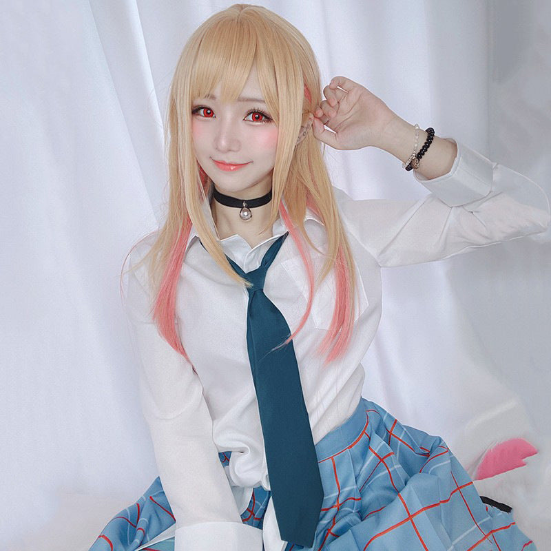 Love Female Owner Sea Dream Yellow Gradient Pink Long Straight Wig