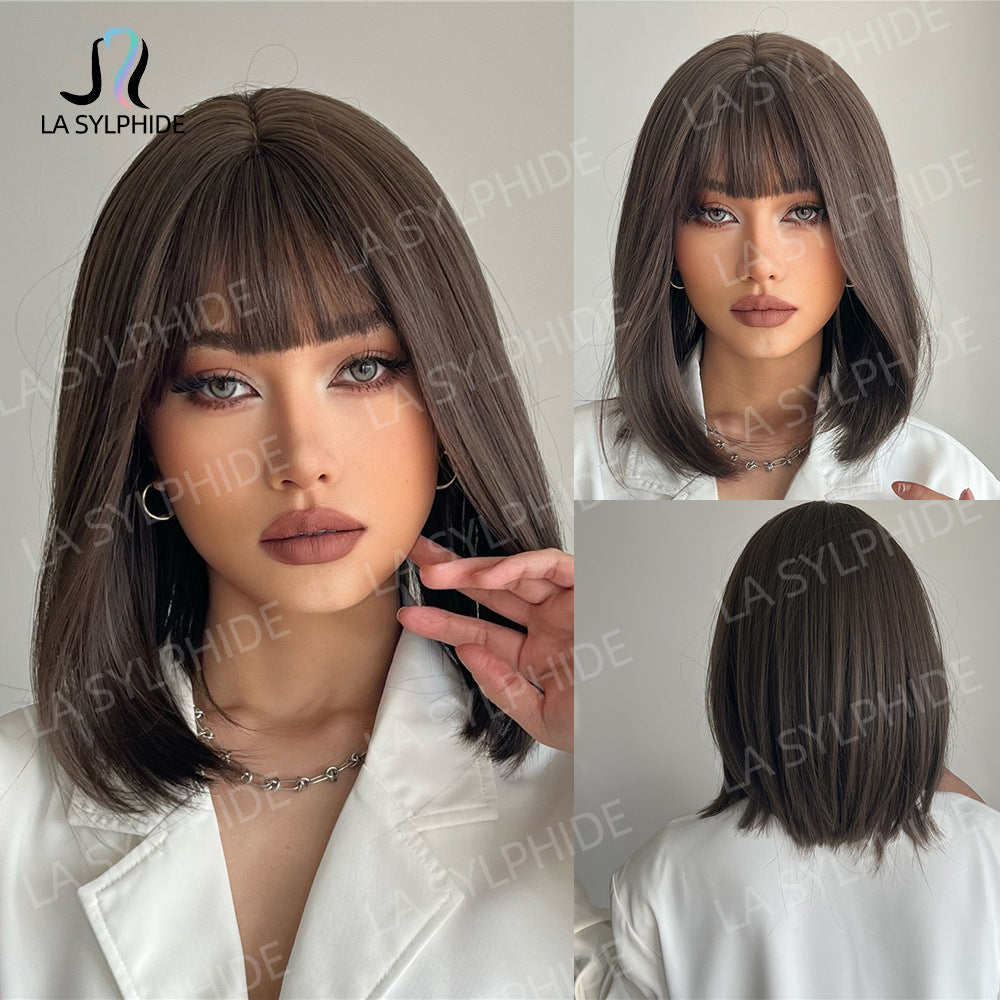 Women's Fashion Short Golden Style Natural Simulation Real Hair Wig