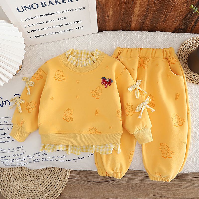 Children's Spring Sweater Fashion Funky Casual Two-piece Children's Suit