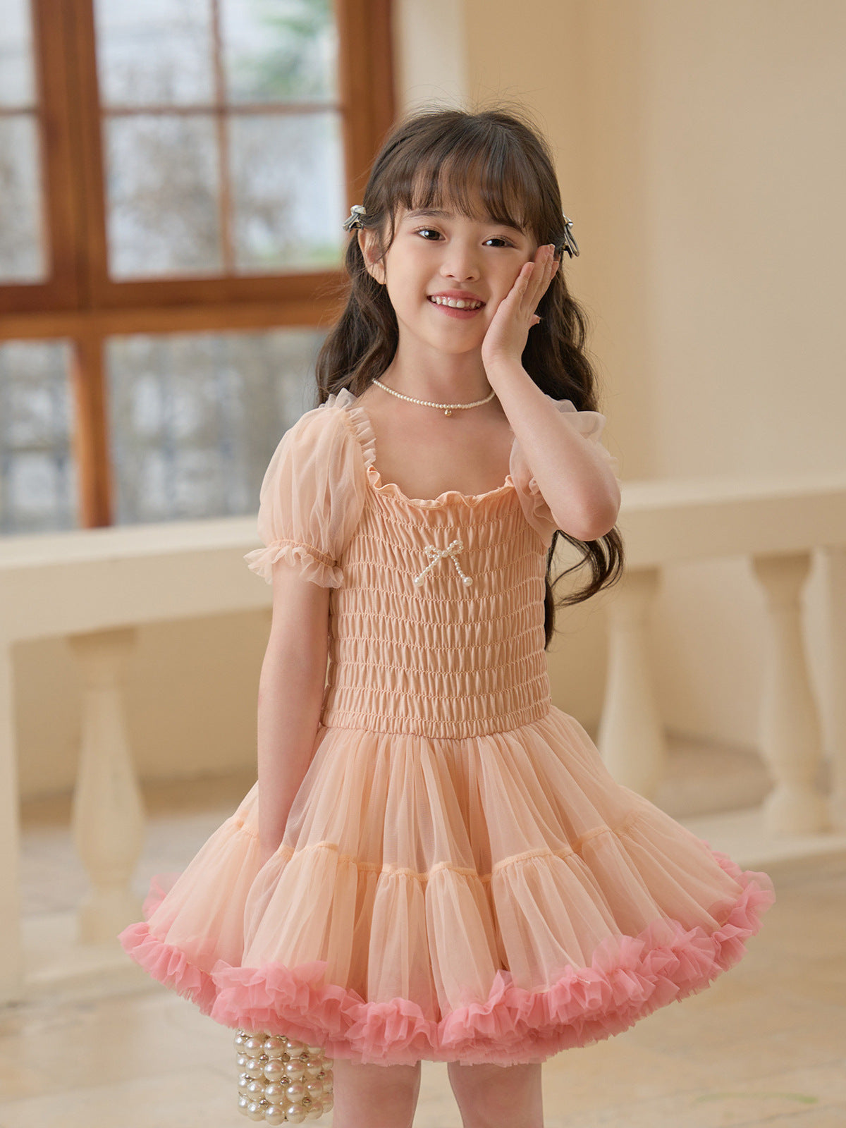 Children's Spring Fashionable Princess Bubble Sleeve Puffy Class Children's Dress