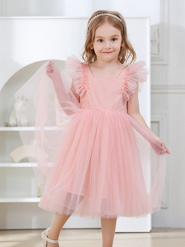 Children's Flying Sleeves Princess Flower Costume Shirt Tulle Children's Dress