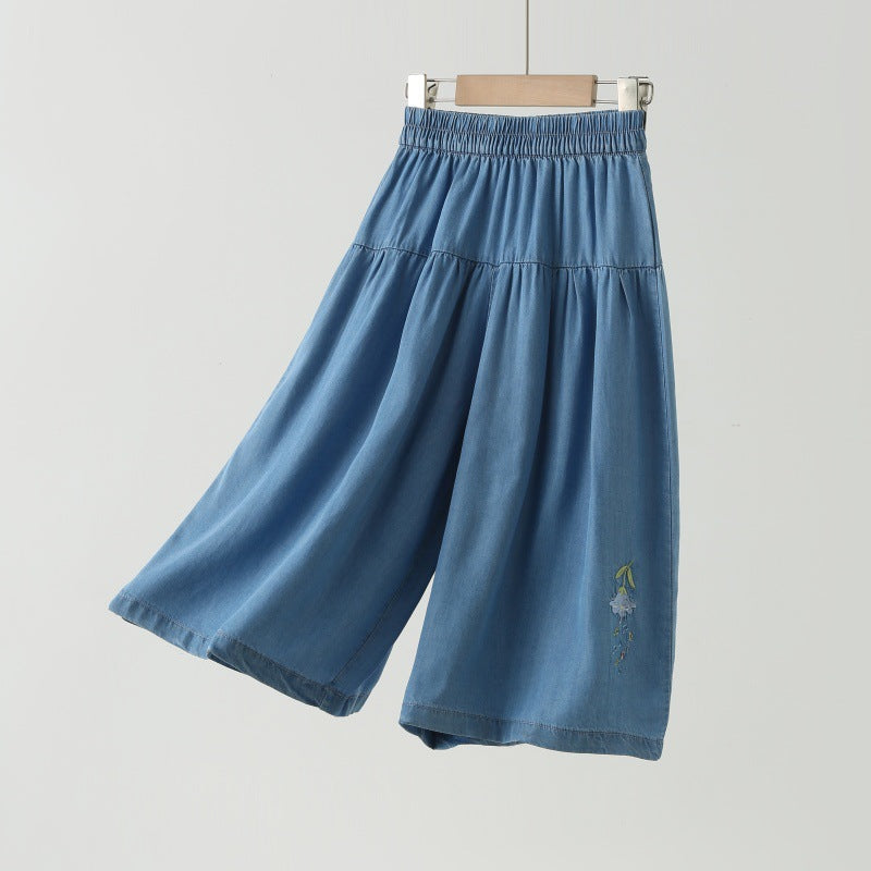Children's Thin Cool Small Teen Wide Leg Imitation Denim Children's Pants