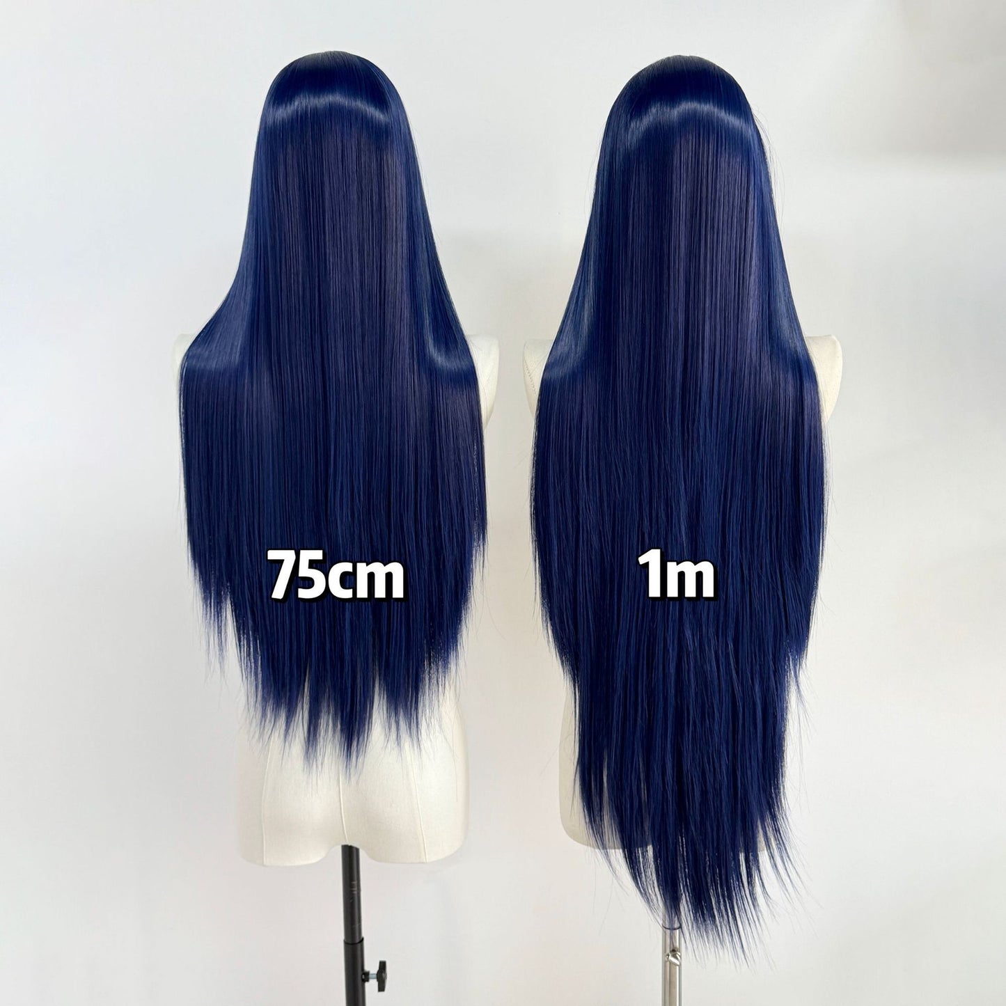Universal Blue Color Head Cover Hand Crochet Embryo Forehead Lace Long Straight Wig
