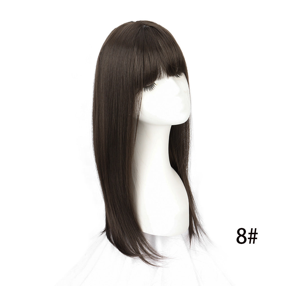 Hair Supplementing Piece Simulation Scalp Mid-length Head Covering Gray Wig