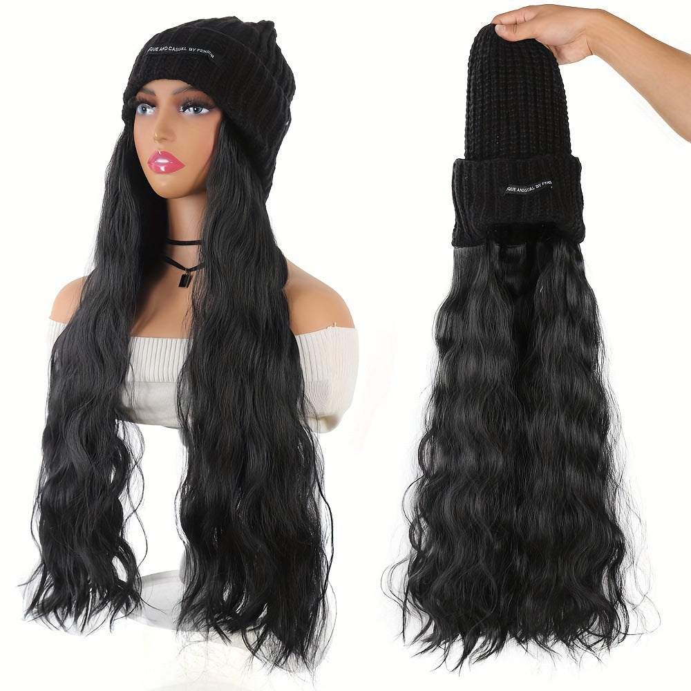 One Female Hair Fashion Casual Knitted Wig Long Curls