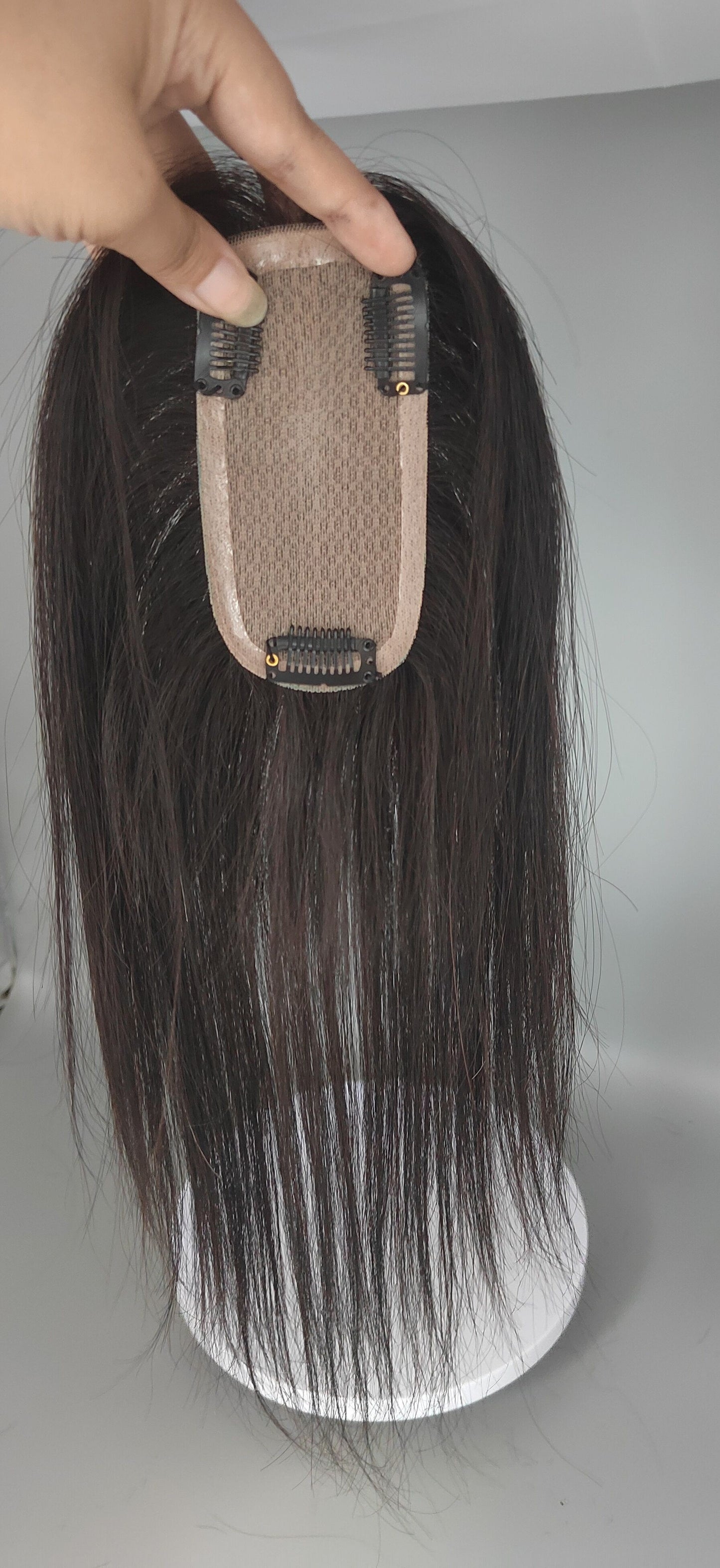 Women's Hand Woven Double Delivery Needle Hairpiece Lightweight Breathable Cover Gray Wig