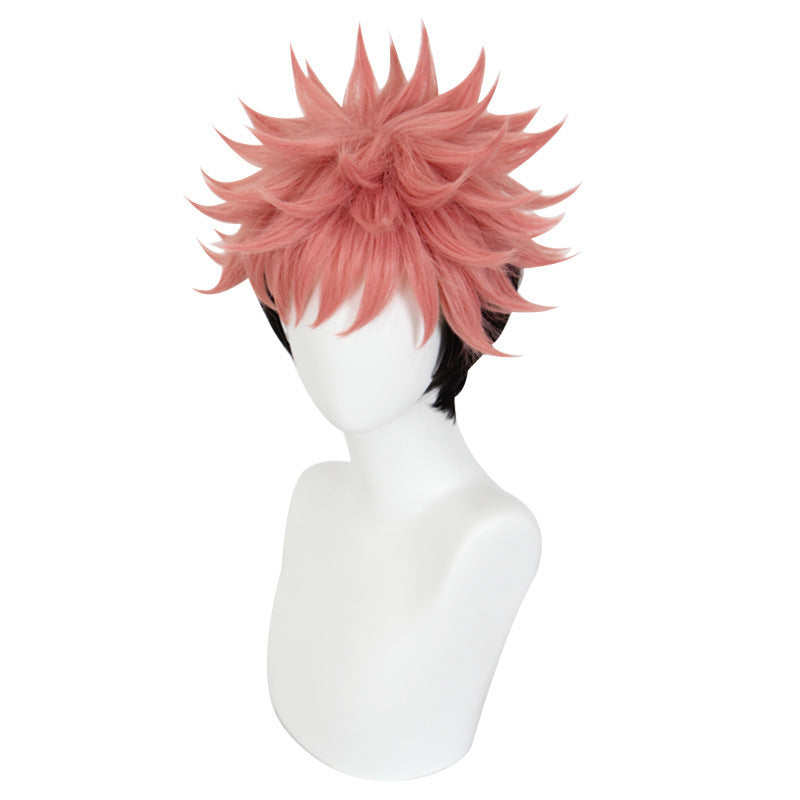 Battle Tiger Stick Black Pink Color Matching Cos Wig