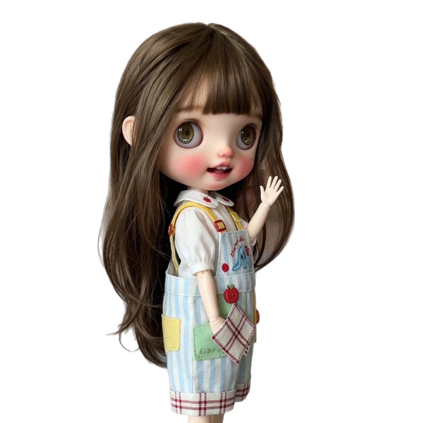 Head Straight Bangs Milk Tea Brown Cos Wig