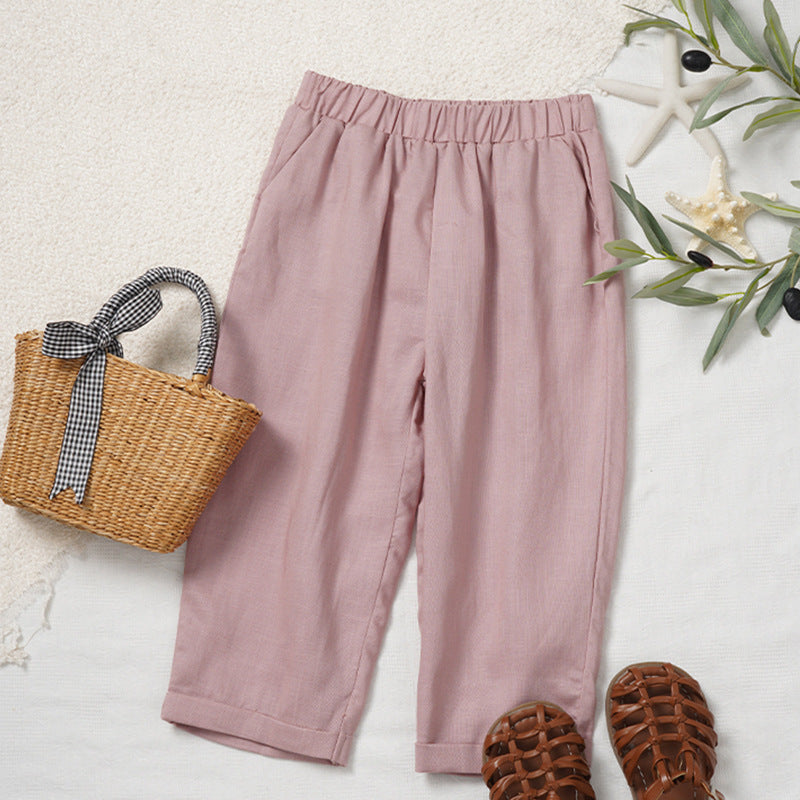 Children's Solid Color Trousers Summer Breathable Refreshing Children's Pants