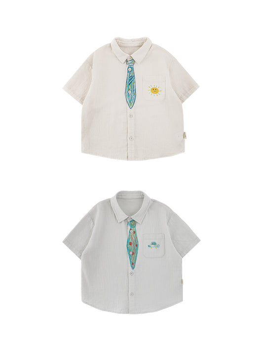 Boy Printed Short-sleeved Summer Yuan Air Children's Shirt