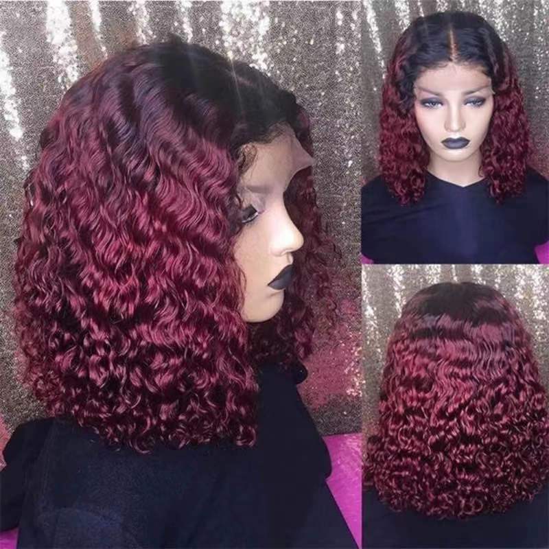 Cap Dyed Gradient African Small Volume Long Wig Short Curly Hair