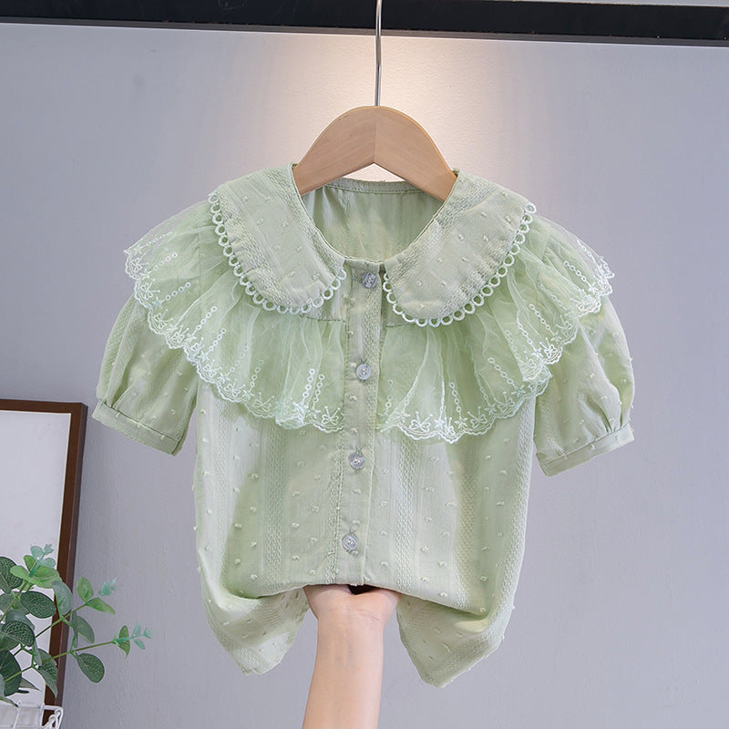 Children's Little Cotton Princess Peter Pan Collar Children's Shirt