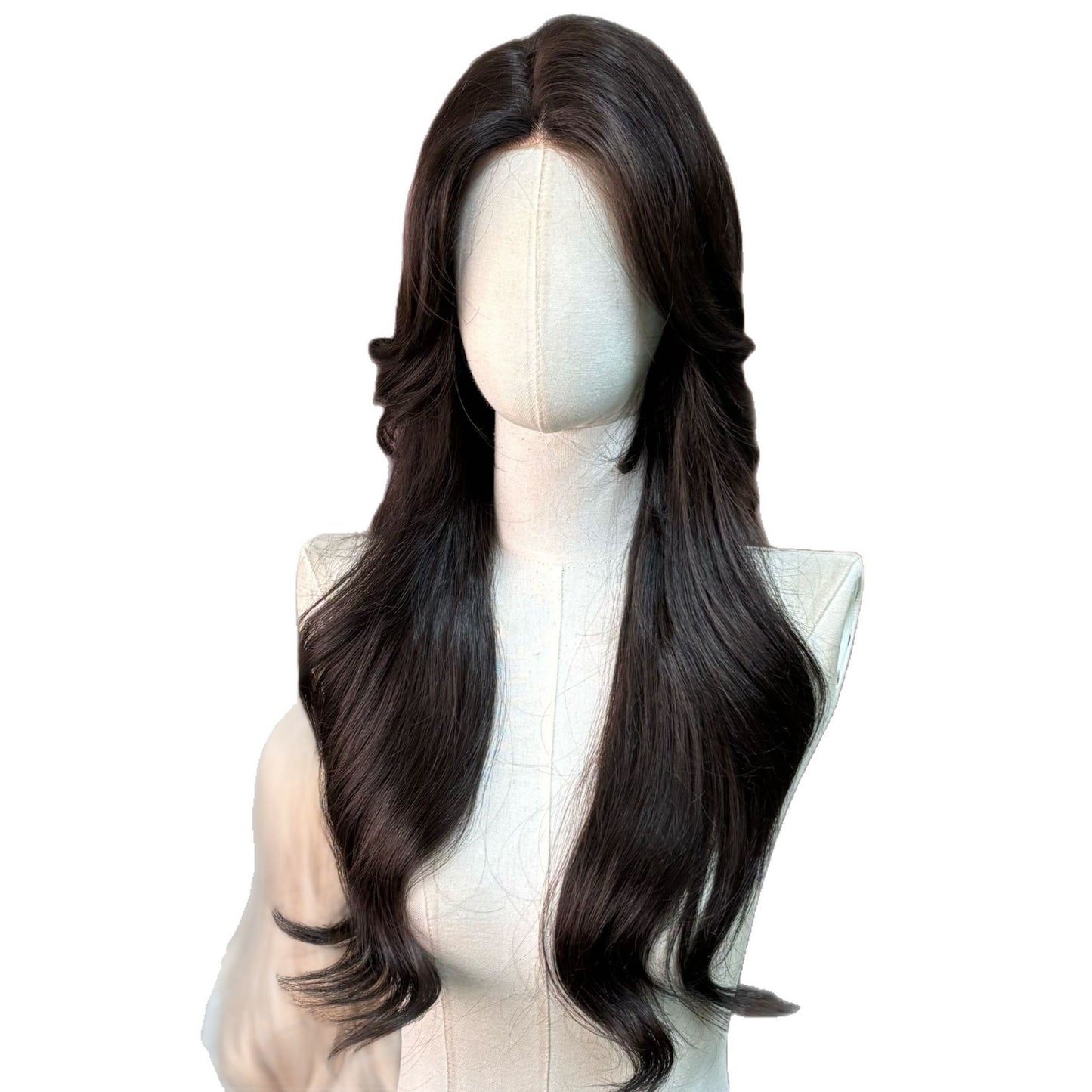 Women's Curly Hair Bangs Head Cover Invisible Needle Leather Imported Wig Long Curls