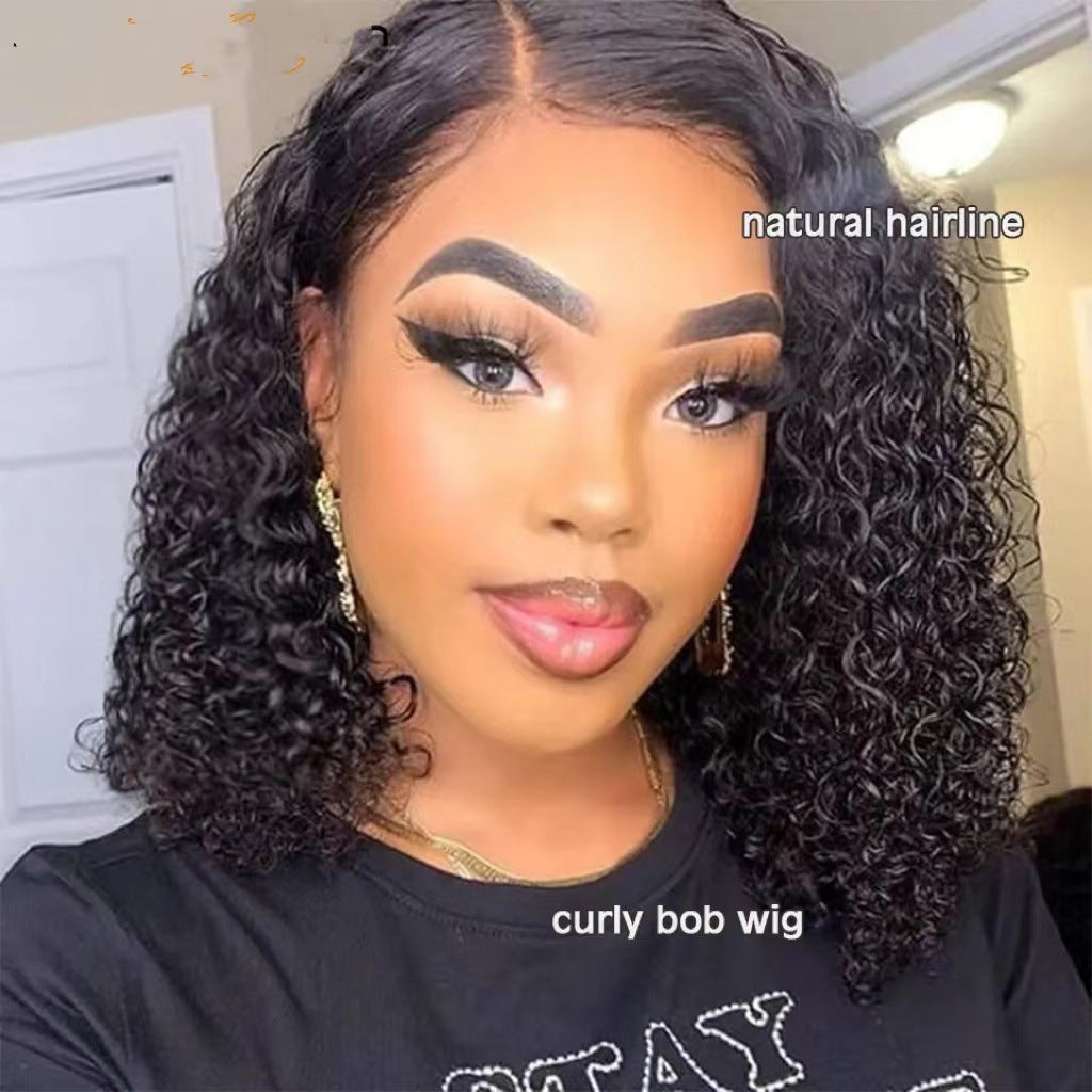Women's Front Lace Wigs With Small African Wig Short Curly Hair
