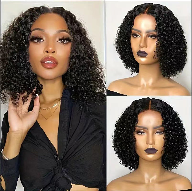 Wigs With Small Black Water Ripple Natural Wig Short Curly Hair