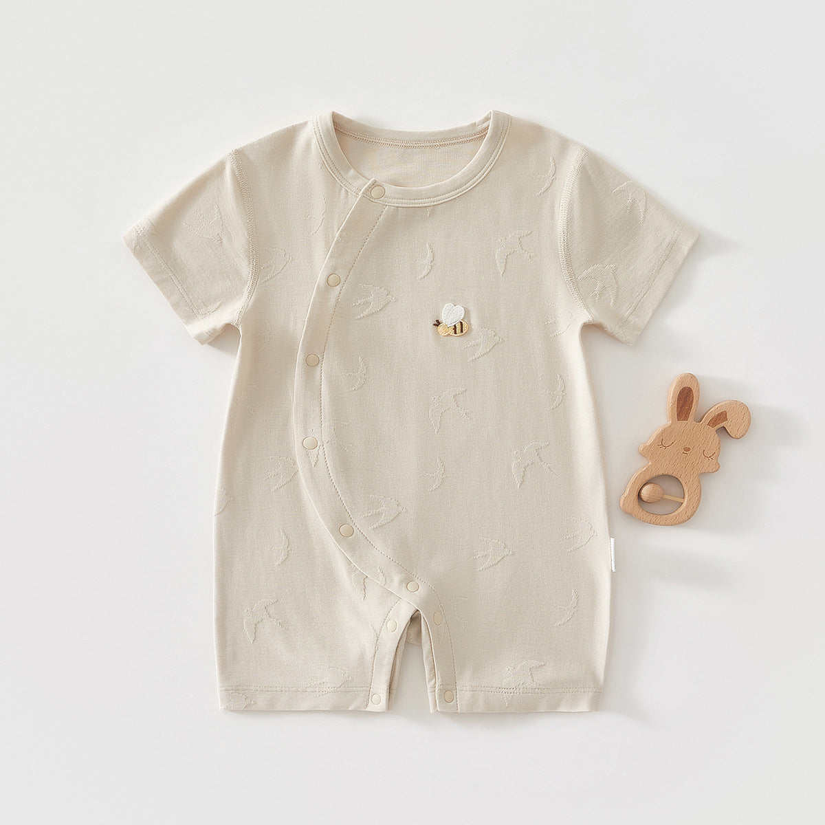 Short Sleeve Thin Clothes Born Cotton Mo Jacquard Jumpsuit, Climbing Suit