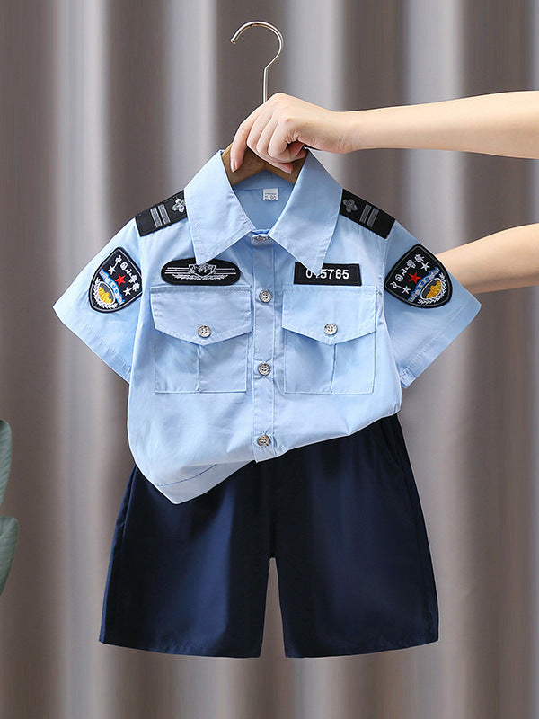 Children's Traffic Police Uniform Boys Summer Short-sleeved Children's Suit