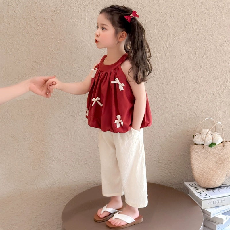 Summer Little Fashion Red Vest Korean Children's Suit