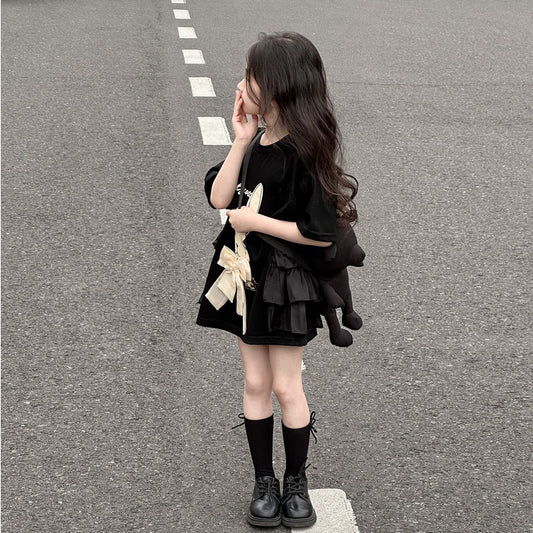 Children's Short-sleeved Big Loose-fitting Western Style Top Clothing Summer Casual Half-sleeve Children's T-shirt