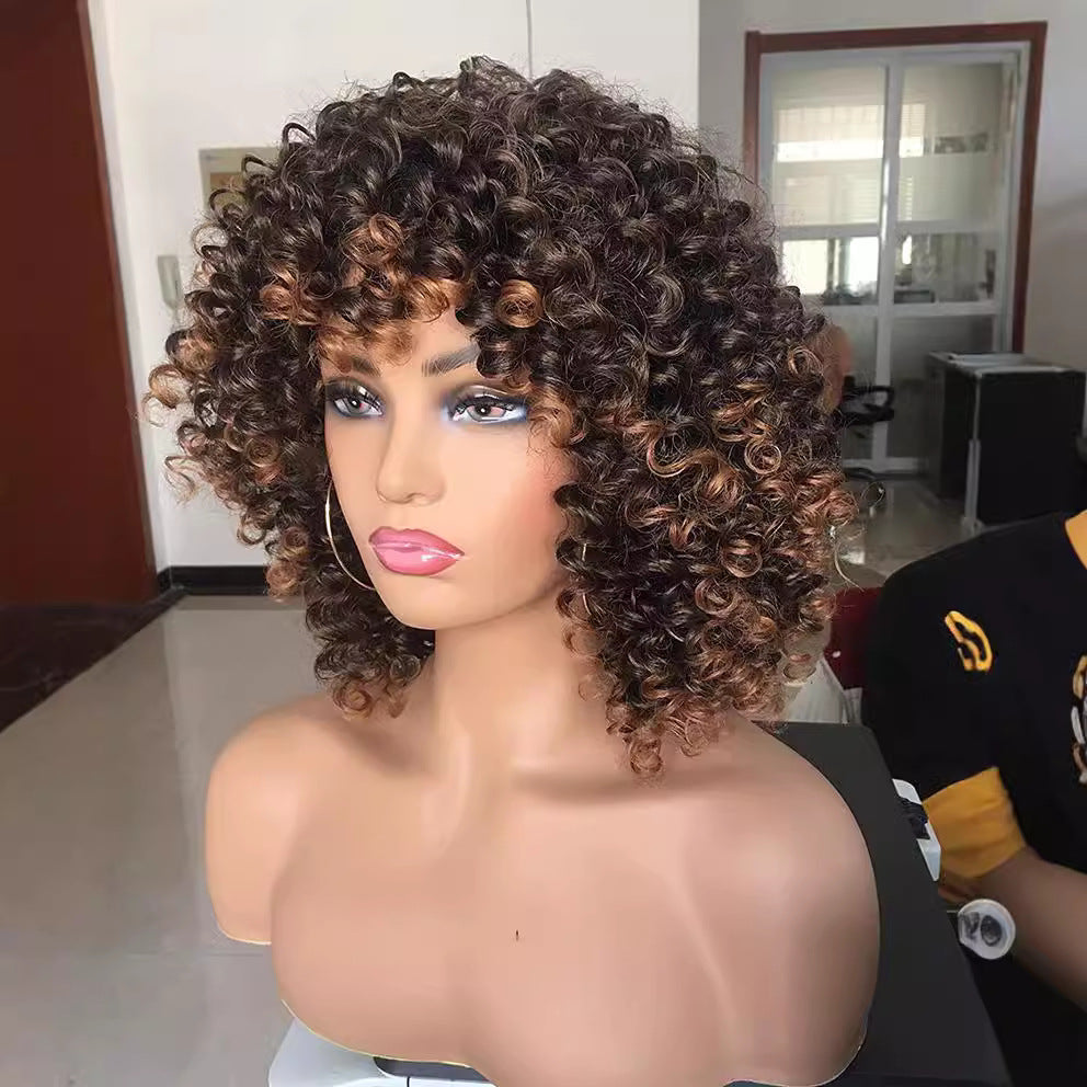 Women's African Small Afro Chemical Fiber Head Wig Short Curly Hair
