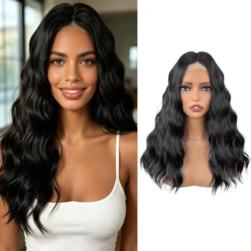 Women's Front Lace Curly Hair Mid-length Fiber Wig Long Curls