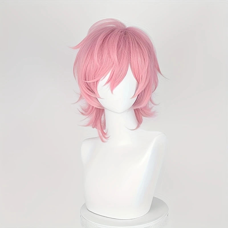 Lily Bucket Pink Short Hair Fiber Cos Wig