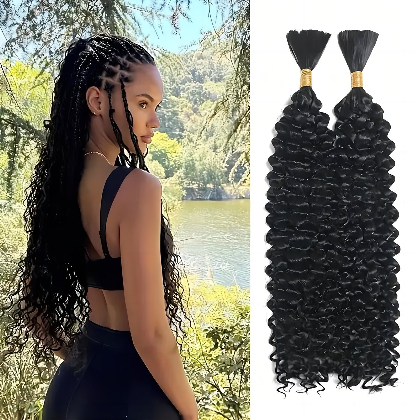 Deep Wave Braided Hair Bohemian Braid Wig Ponytail
