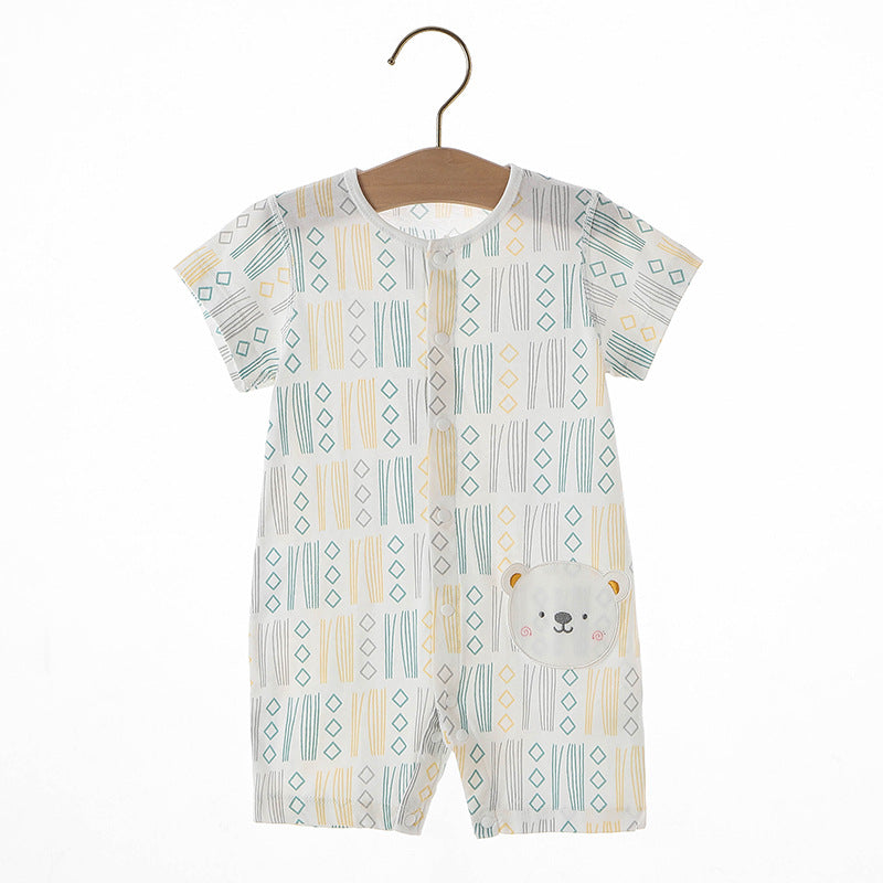 Thin Class Pure Cotton Boneless Short-sleeved Clothes Male Female Jumpsuit, Climbing Suit